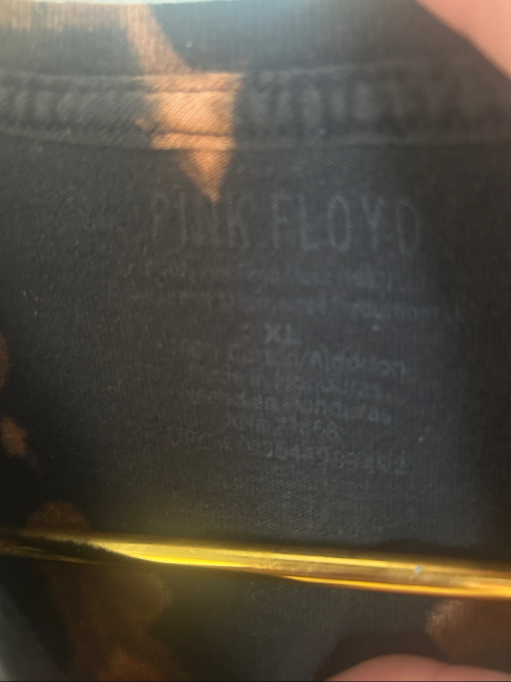 Pink Floyd Black Tee Bleach Dyed with Orange and Rainbow Prism - Picture 3 of 3